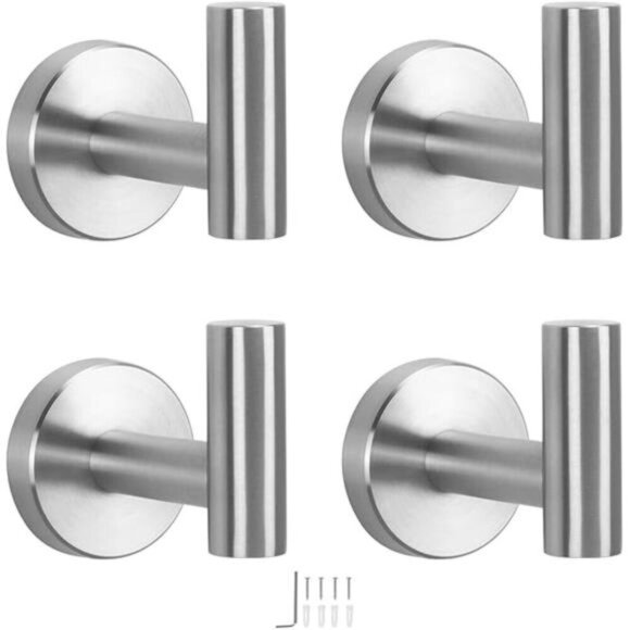 Stainless Steel Wall Mounted Towel Hooks Heavy Duty for Bathroom Kitchen Garage - Picture 7 of 7